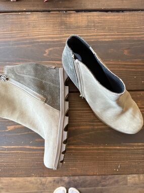 Sorel Taupe Suede Zip Ankle Booties
